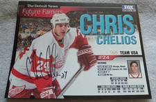 Detroit Red Wings Chris Chelios Signed Detroit Free Press 8x10 Photo Auto