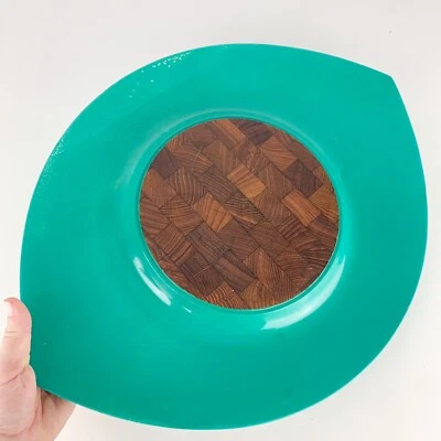 Vintage Dansk Danish Festivaal Eyeball Teal & Teak Tray Jens Quistgaard MCM - Image 1 of 4