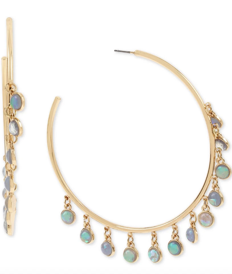 BCBGeneration Women's Gold-Tone Shaky Stone Hoop Earrings W1232