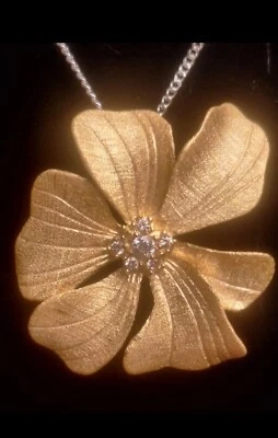 Collana Placcata Oro Kt.18 " Peonia D'Oro" In Argento S925 - Immagine 1 di 4