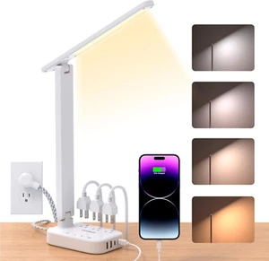 Power Strip with LED Desk Lamp, 3 Outlets 4 USB Ports(2 USBC) 4 Modes 5 Level To - Picture 1 of 7
