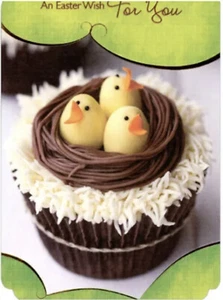 Chicks in Nest Cupcake - Happy Easter, Greeting Card by Designer Greetings - Picture 1 of 2