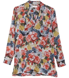 EQUIPMENT Sonny Silk PJ Top Shirt in Rouge Multi Floral Print Size Small S - Picture 1 of 5