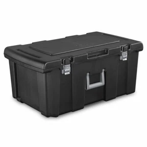 Sterilite 1842 Wheeled Storage Tote Black 31-1/4" x 17-5/8" x 13-7/8" Footlocker - Picture 1 of 5