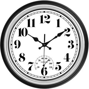 12 Inch Indoor/Outdoor Retro Waterproof Wall Clock with Thermometer - Picture 1 of 7