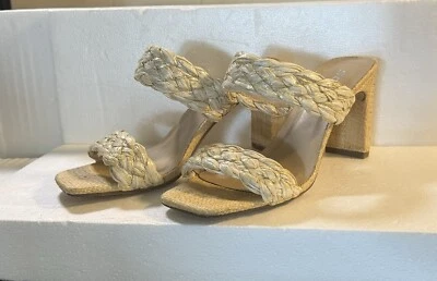 Tacones altos SODA para mujer color tostado mula trenzado bloque sin cordones talla 7,5 de moda Foto 1 de 4