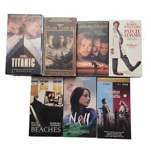 Vintage VHS Video Tape Classic 90s Romance Drama Movies Lot Nell Beaches Titanic - Bild 1 von 10