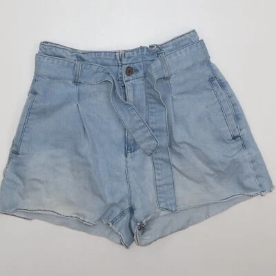 Pantalones Cortos Mujer Calvin Klein 27 Azul Denim Tiro Alto Cremallera Fly Jean Foto 1 de 4