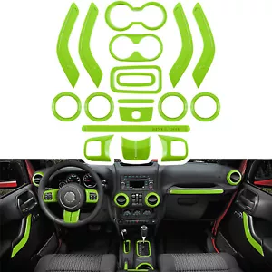 Juego completo de 18 piezas kit de ajuste de decoración de interiores para Jeep Wrangler JK 2011-2017 verde - Imagen 1 de 8