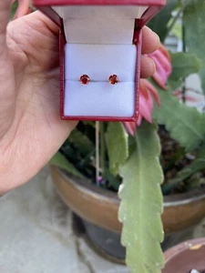 14k White Gold ORANGE SAPPHIRE Earrings 1.43ct 5.2mm( Closed Store)ST-2MPRQ - Picture 1 of 7