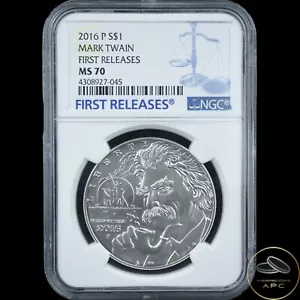 2016 P Mark Twain Commemorative Dollar NGC First Release MS70 - Picture 1 of 2