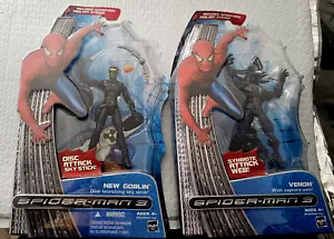 SPIDER-MAN 3 - Venom w/Capture Web &New Goblin w/Sky Stick by Hasbro NEW on Card - Picture 1 of 4