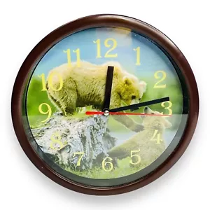 Wall Clock Polar Bear Cubs Playing 8 in Diameter One AA Battery Slot Jin Hai - Picture 1 of 6