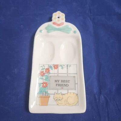 Gato Dormir Gatito en Ventana Doble Cuchara Descanso Mejor Amigo Plato Lexim De Colección Foto 1 de 4