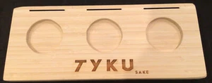 Wooden Tyku Sake Serving Tray Shot Glasses Bottle Stand 3 Spots Party New - Picture 1 of 4