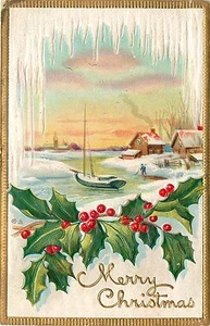 Christmas Greeting and Good Cheer Winter Scene pm 1921 Sereies 655B Postcard - Picture 1 of 2