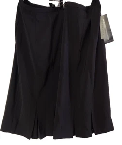 Norton McNaughton Skirt Size 16 Black Part Elastic Waist Zipper Bottom Pleats - Picture 1 of 5