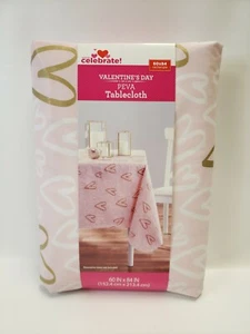 Way to Celebrate! Valentine's Day Pink Heart PEVA Vinyl Tablecloth 60"x84" Rect - Picture 1 of 3