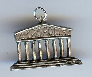 LARGE VINTAGE 3D DIMENSIONAL 800 SILVER GREECE ACROPOLIS CHARM - Picture 1 of 3