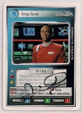 Autographed Star Trek CCG 1E First Anthology Promo Ensign Tuvok (Tim Russ)