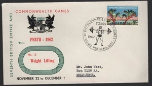 1962 Australia Commonwealth Games Perth WEIGHT LIFTING ROYAL FDC - Picture 1 of 1