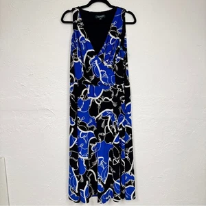 Abito midi donna Lauren Ralph Lauren blu nero stampa catena 12 senza maniche - Foto 1 di 13