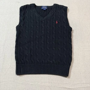 Polo Ralph Lauren Cable Knit Sweater Black Medium (6) Boys Cotton Embroidered - Picture 1 of 5