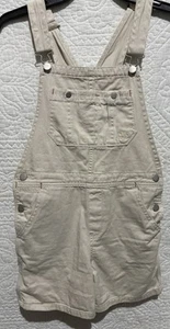 Polo Ralph Lauren Cotton Overalls Girl's L 12-14 Beige Daisy Embroidered Pockets - Picture 1 of 8