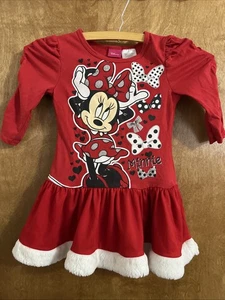 Mädchen Größe XS 4 5 Minnie Mouse Kleid Urlaub Party rot Glitzer 20" L Disney - Bild 1 von 10