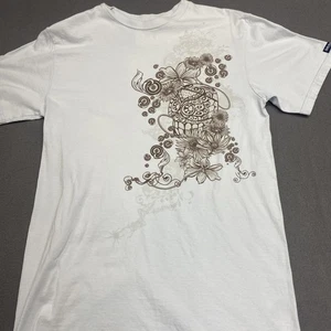 Billabong Women’s Size Large T-Shirt Skull Floral Short Sleeve Skater - Picture 1 of 11