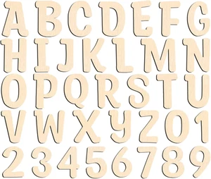 124 Letras y Numeros Madera 5cm Manualidades Decoracion Aprendizaje Infantil - Picture 1 of 12