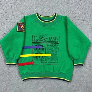 Vintage Little Levis Sweatshirt Baby 12M Green Patch Crew Fleece Pullover 1989 90s - Bild 1 von 11