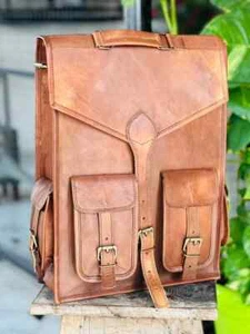 Finest Quality Leather Laptop Brown Men Genuine S Travel New - Picture 1 of 7