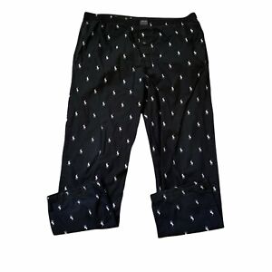 Polo Ralph Lauren Men's Sz Medium Pony Print Lounge Sleep Pajama Pants Black