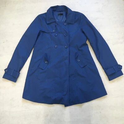 Chaqueta Benetton Mujer UK 10 Azul Gabardina Doble Pecho Forrada con Botones  Foto 1 de 4