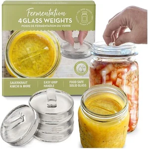 Glass Fermentation Weights for Fermenting with Easy Lift Handles Boxed Set of 4 - Picture 1 of 8