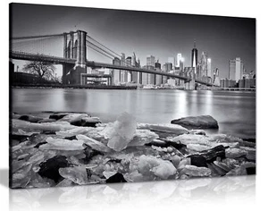 New York Brooklyn Bridge Skyline Framed Canvas Print Wall Art Home Decor
