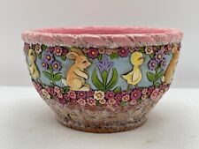 Jim Shore 2015 HELLO SPRING Pink Bunny & Chick 5.25" Bowl 4051410 Easter