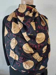 Pañuelo seda Ottod'ame negro galletas beige - Imagen 1 de 2