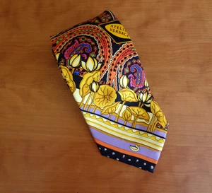 Corbata De Colección Gianni Versace Atelier Seda Multicolor Diseño Barroco Etiqueta Negra - Imagen 1 de 13