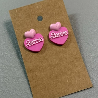 Pendientes Barbie Corazón Vintage 1989 Plástico Foto 1 de 3