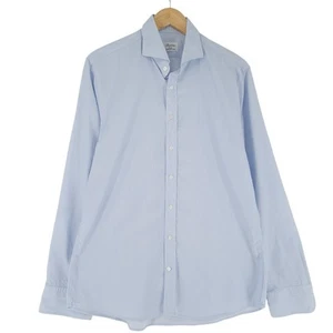 Stenstroms Men Dress Shirt Classic Formal Blue Slim Fit Zx0 Size 17 43 - Picture 1 of 8