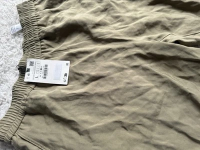 Zara Khaki Flowing Trousers With Adjustable Hem Size L - Image 1 of 4