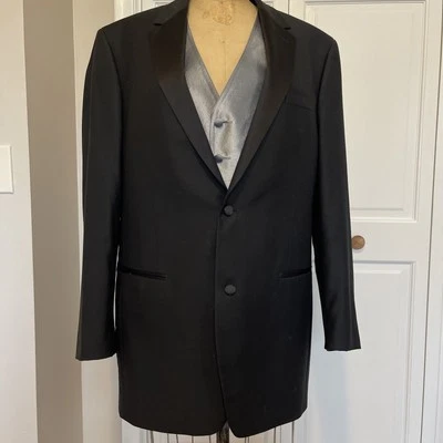 Chaqueta de Esmoquin Para Hombre Negra Calvin Klein 42L con Chaleco, Faja, Pajarita y Ascot Foto 1 de 4