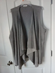 Calvin Klein Gray Faux Suede Open Front Waterfall Lagenlook Vest, Plus Size 3X - Picture 1 of 5