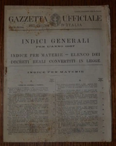 GAZZETTA UFFICIALE, INDICI GENERALI PER L'ANNO 1937 (GA4) - Foto 1 di 1