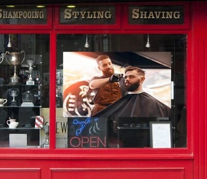 3D Man Hair Cut G1147 Barber Shop Window Stickers Vinyl Wall Mural Decals Honey - Picture 1 of 11