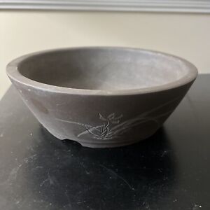 Japanese Bonsai Pot approx 7.â€� X 2.5â€� Clay with Etching