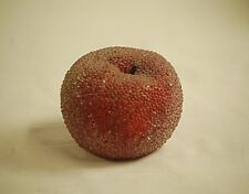 Old Vintage Sparkly Red Apple Shiny Beaded Christmas Ornament Bowl Display MCM a