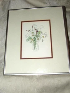 4 1980s Mary Lou Rich Goertzen Floral Botanical Prints Signed Framed Matted - Picture 1 of 12